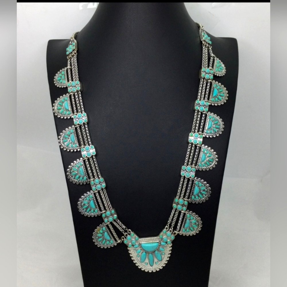 Lucky Brand Aqua and Silver Statement Necklace